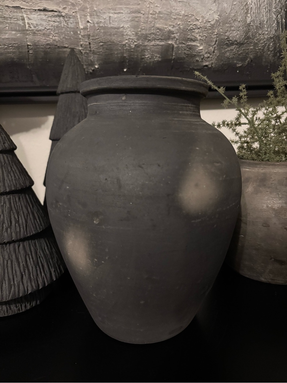 Handcrafted Black Vintage Style Ceramic Vase